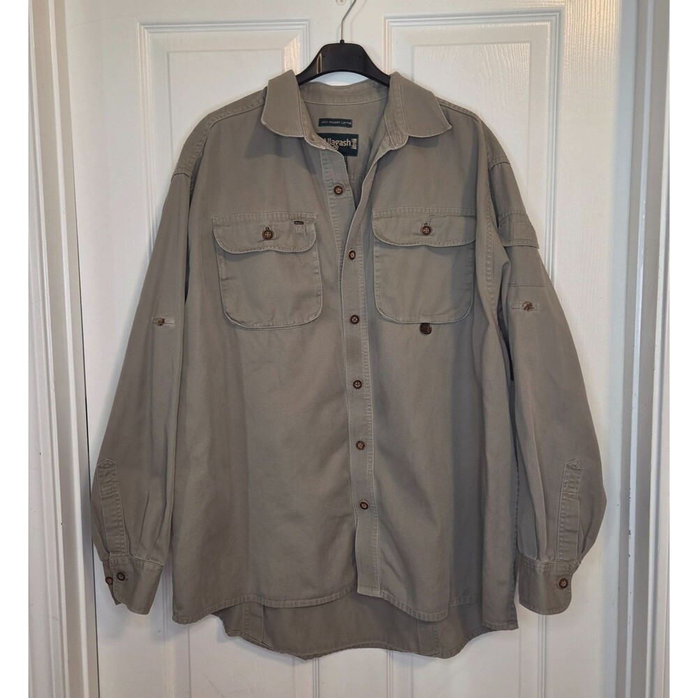 Allagash Mens XL 100% Organic Cotton Button Down Olive Green Shirt Gorpcore